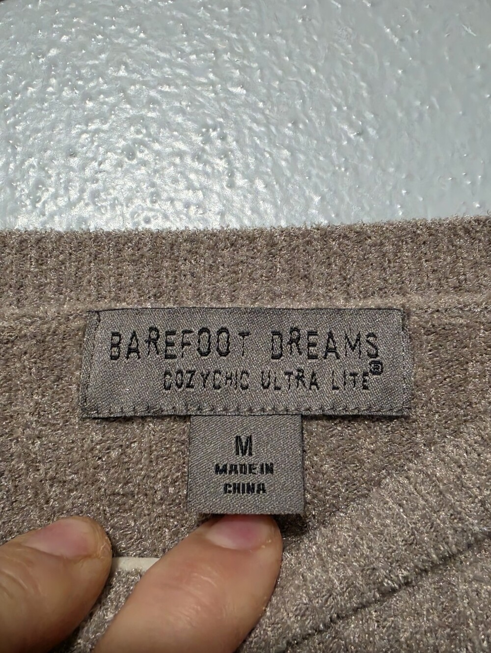 BAREFOOT DREAMS CozyChic Ultra Lite Sweater Womens Medium Taupe Colorblock Soft - Picture 4 of 9